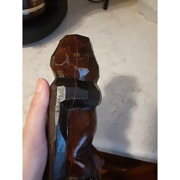 AFRICAN ART Rastafarian Jamaican Hand Carved wooden Man sculpture 8 inch tall - Picture 9 of 11